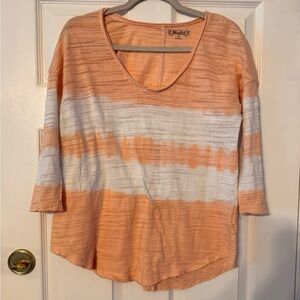 Mudd Peach and White Striped Long Sleeve Top